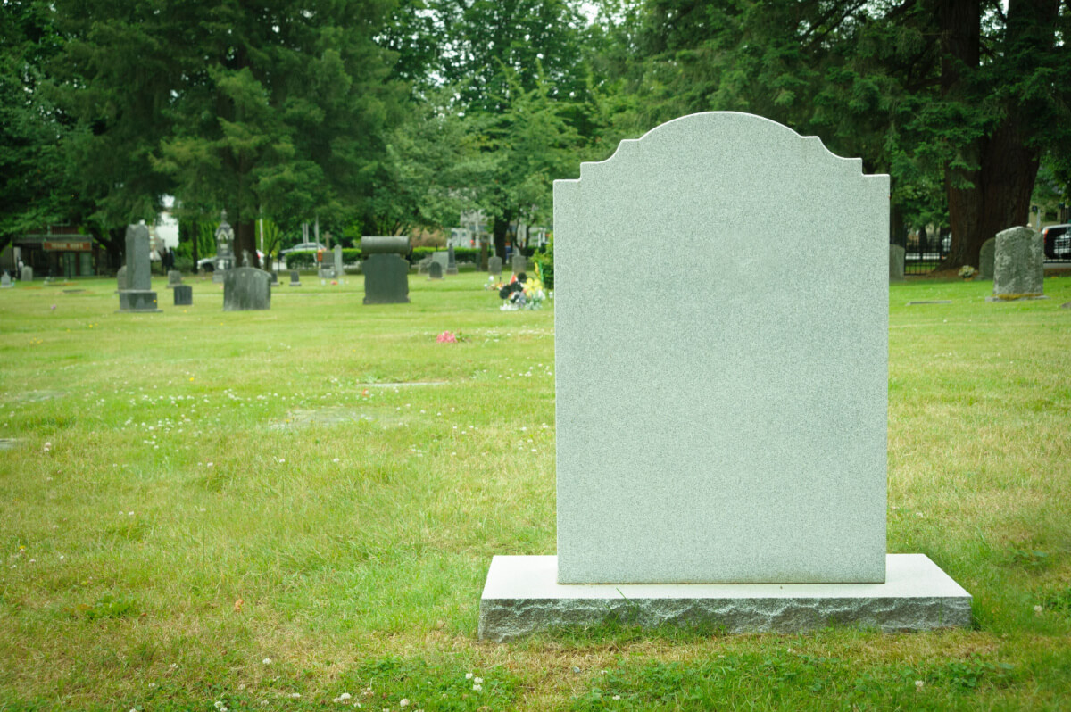 blank headstone at cemetery