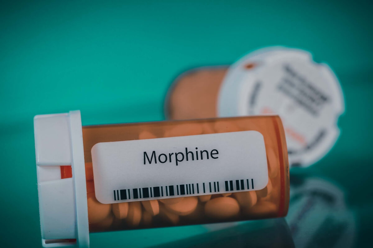 morphine pills in rx prescription bottle