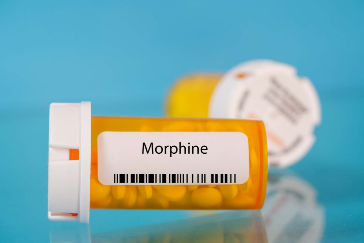 morphine pills in rx prescription drug bottle