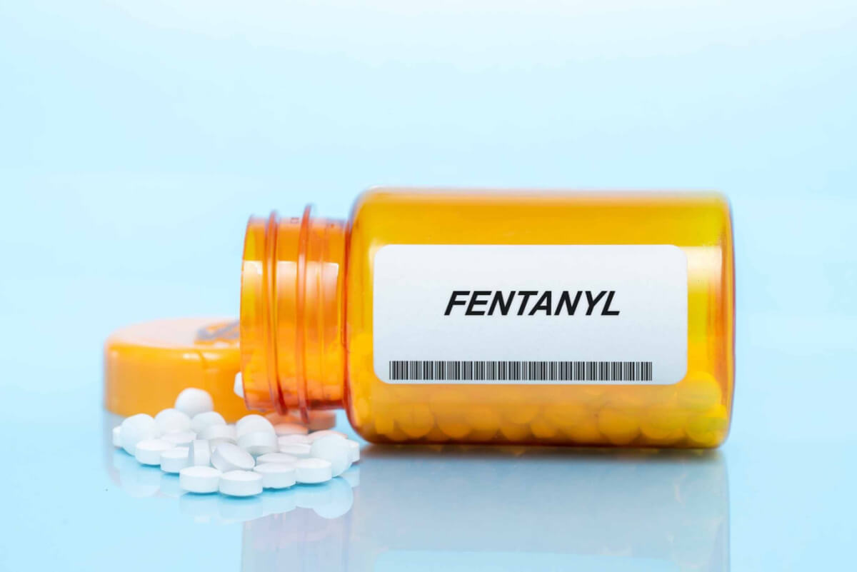 prescription pill bottle with fentanyl label